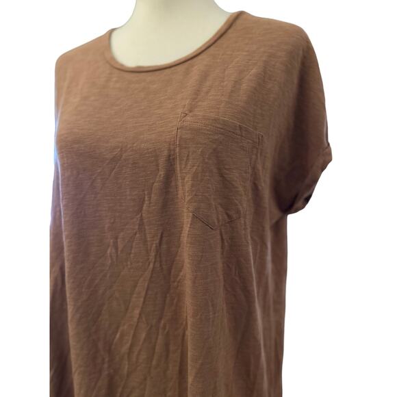 Sigrid Olsen Relaxed Pocket Tee, Copper Brown, Size XL - Picture 2 of 5
